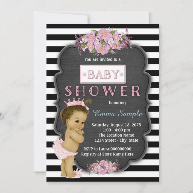 Girls Chalkboard Baby Shower Invitation (Front)