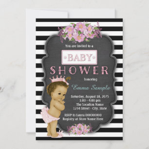 Girls Chalkboard Baby Shower Invitation