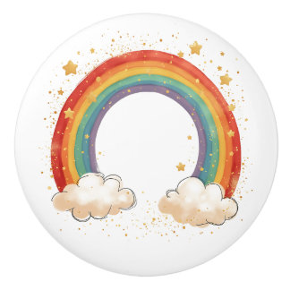 Girls'  Charming Rainbow with Glowing Stars Ceramic Knob