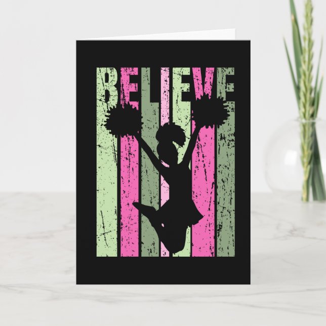 Girls Cheerleader Believe Motivational Card (Front)