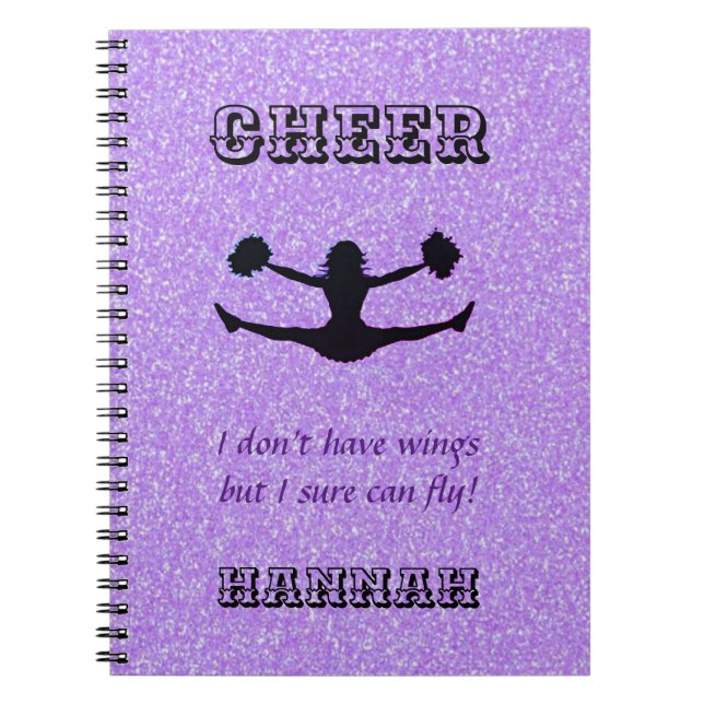 Girls Cheerleader Flyer Spiral Notebook w/ Name (Front)