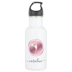 Girls Cheerleading Pink Rose Gold Cheer Theme Name 532 Ml Water Bottle