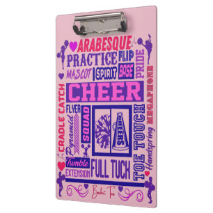 Girls Cheerleading Purple Typography Clipboard