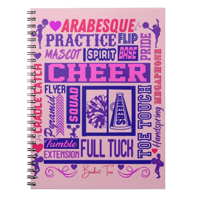 Girls Cheerleading Purple Typography    Notebook (Front)
