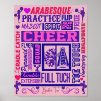 Girls Cheerleading Purple Typography 