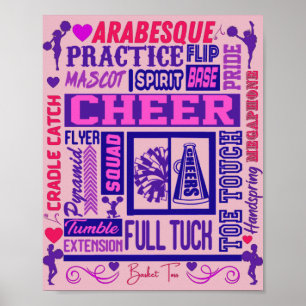 Girls Cheerleading Purple Typography  Poster