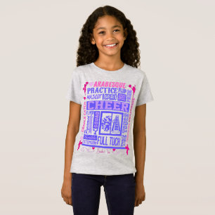 Girls Cheerleading Typography in Pink and Purple  T-Shirt