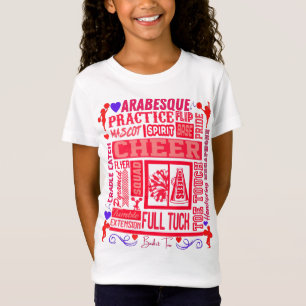 Girls Cheerleading Typography in Red T-Shirt