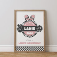 Girls' Chequered Skateboard Groovy Hippie Birthday