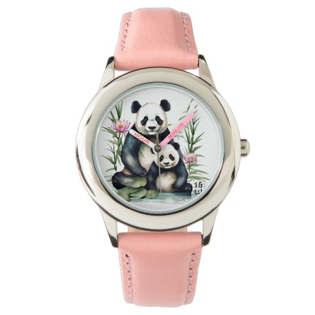 Girl's Chinese Panda and Cub Wristwatch  (Front)