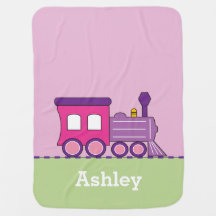 Girl's Choo Choo Train Personalised Baby Blanket