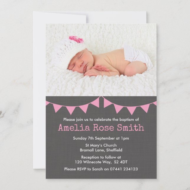 Girls Christening/Baptism Invitation (Front)