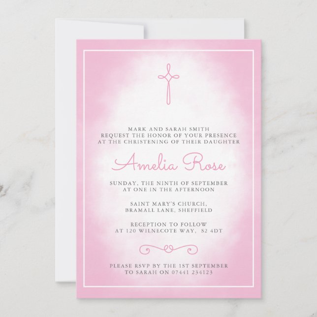 Girls Christening/Baptism Invitation (Front)