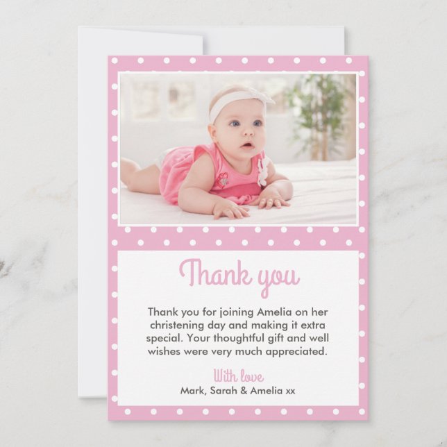 Girls Christening/Baptism Thank You card (Front)