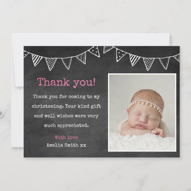 Girls Christening/Baptism Thank You card (Front)