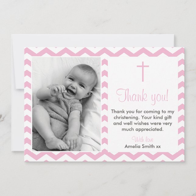Girls Christening/Baptism Thank You card (Front)