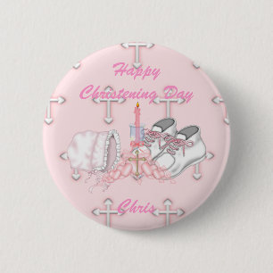 Girls Christening Wish 6 Cm Round Badge