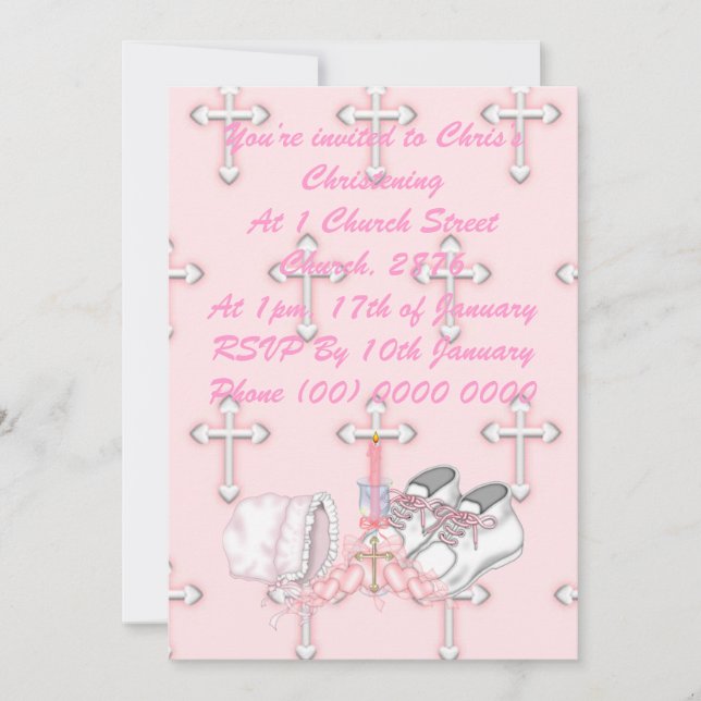 Girls Christening Wish Invitation (Front)