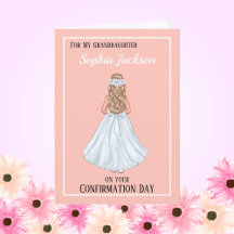 Girls Christian Confirmation Card Granddaughter