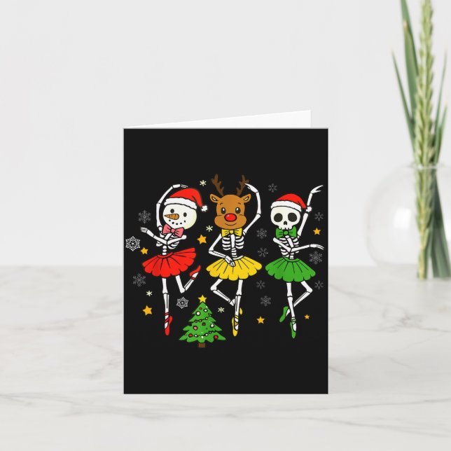 Girls Christmas Ballet Skeleton Ballerina Women Sk Card (Front)