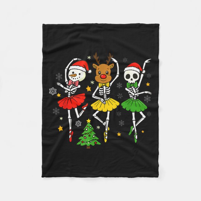 Girls Christmas Ballet Skeleton Ballerina Women Sk Fleece Blanket (Front)