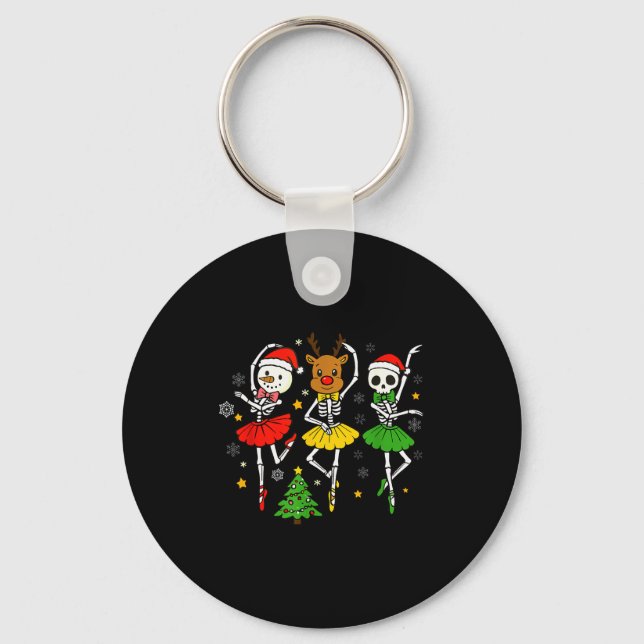 Girls Christmas Ballet Skeleton Ballerina Women Sk Key Ring (Front)