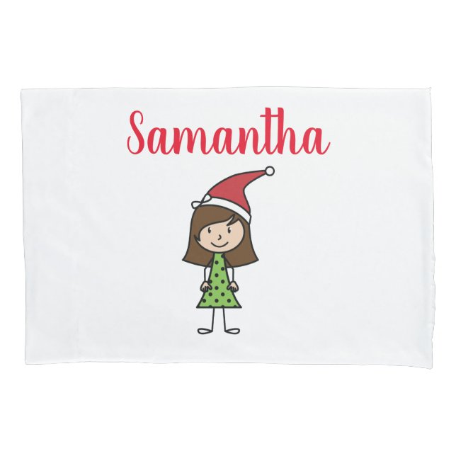 Girls Christmas Custom Name Pillowcase (Front)