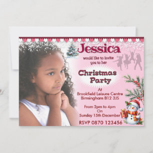 Girls Christmas Party Photo Invitation