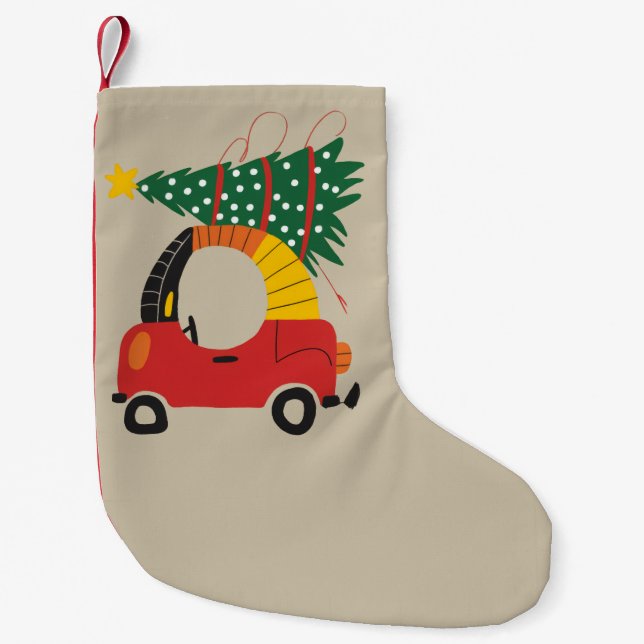 Girls Christmas Tree Kids Ugly Xmas Truck  Small Christmas Stocking (Front)
