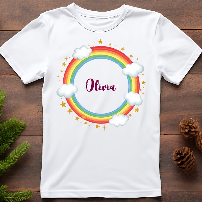 Girls'  Circle Rainbow Name Frame T-Shirt (Creator Uploaded)