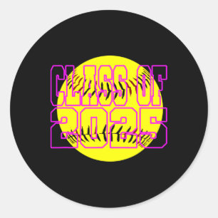Girls Cl Of 2025 Softll Player Classic Round Sticker