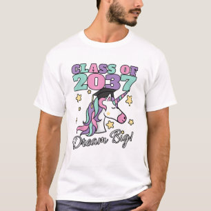 Girls Class of 2037 Magical Unicorn Graduation Cap T-Shirt