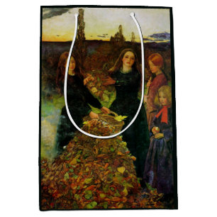 Girls Collecting Autumn Leaves for a Bonfire Medium Gift Bag