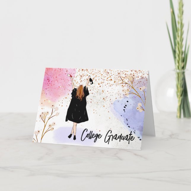 Girls College Graduation  Card (Front)
