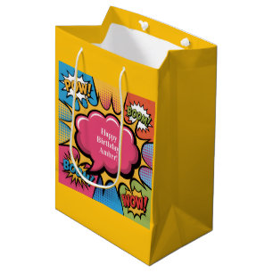 Girls’ Colorful Pop Art Birthday Party Medium Gift Bag