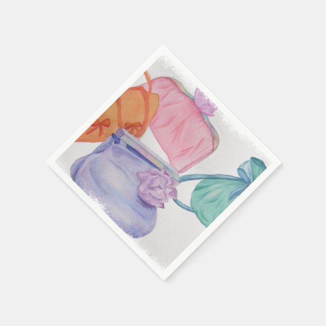 GIRLS COLORFUL PURSES PAPER NAPKINS (Corner)