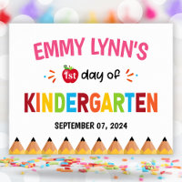 Girls Colourful First Day Of School Kindergarten  