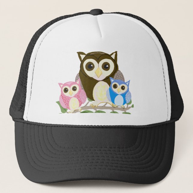 Girls Colourful Owl Trucker Hat (Front)