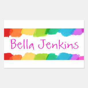 Girls colourful paint name pink id label sticker