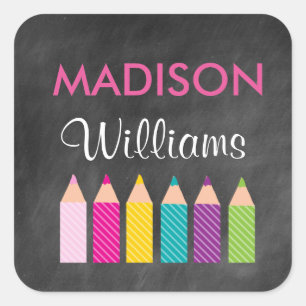 Girl's Colourful Pencils Back to School Stickers