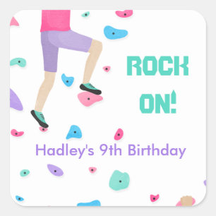 Girls Colourful Rock Climbing Party   Square Sticker