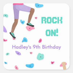 Girls Colourful Rock Climbing Party   Square Sticker