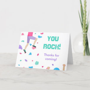 Girls Colourful Rock Climbing  Thank You Card