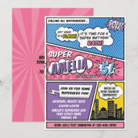 Girls Comic Book Style Superhero Birthday Party