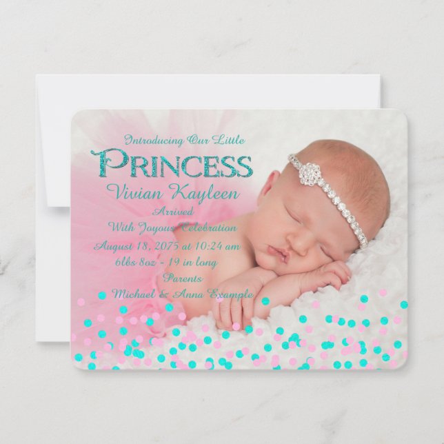 Girls Confetti Birth Announcements (Front)