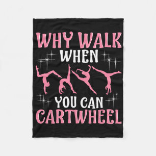 Girls' Cool Cartwheel Gymnastics - Black, Clic Fit Fleece Blanket