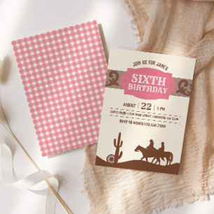 Girls Cowboy Rodeo Birthday Party Invitation