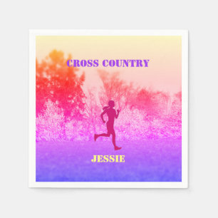Girls Cross Country Running Rainbow  Napkin