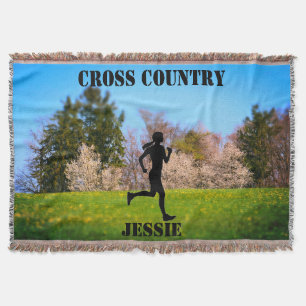 Girls Cross Country Running Throw Blanket