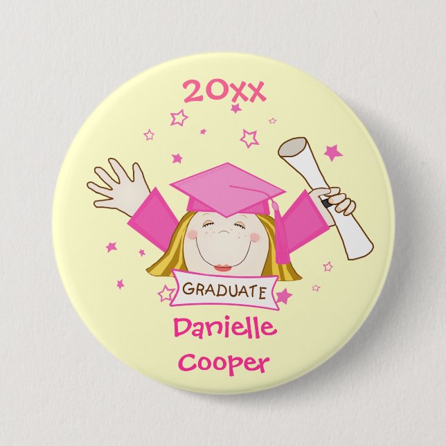 Girl's Custom Kindergarten Graduation Button (Front)